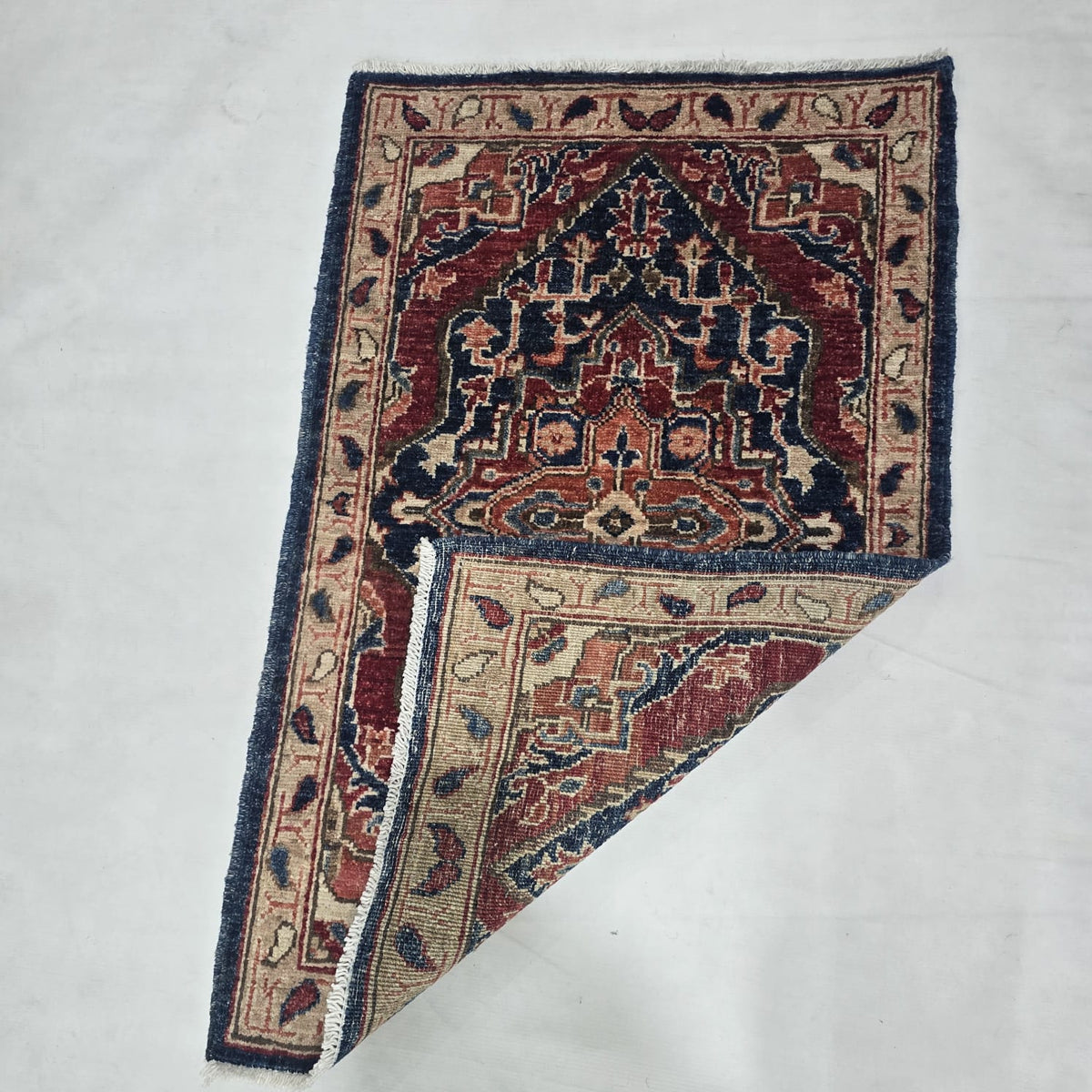 2x3 Red Heriz Floral Area Rug | Handmade Wool & Cotton Rug