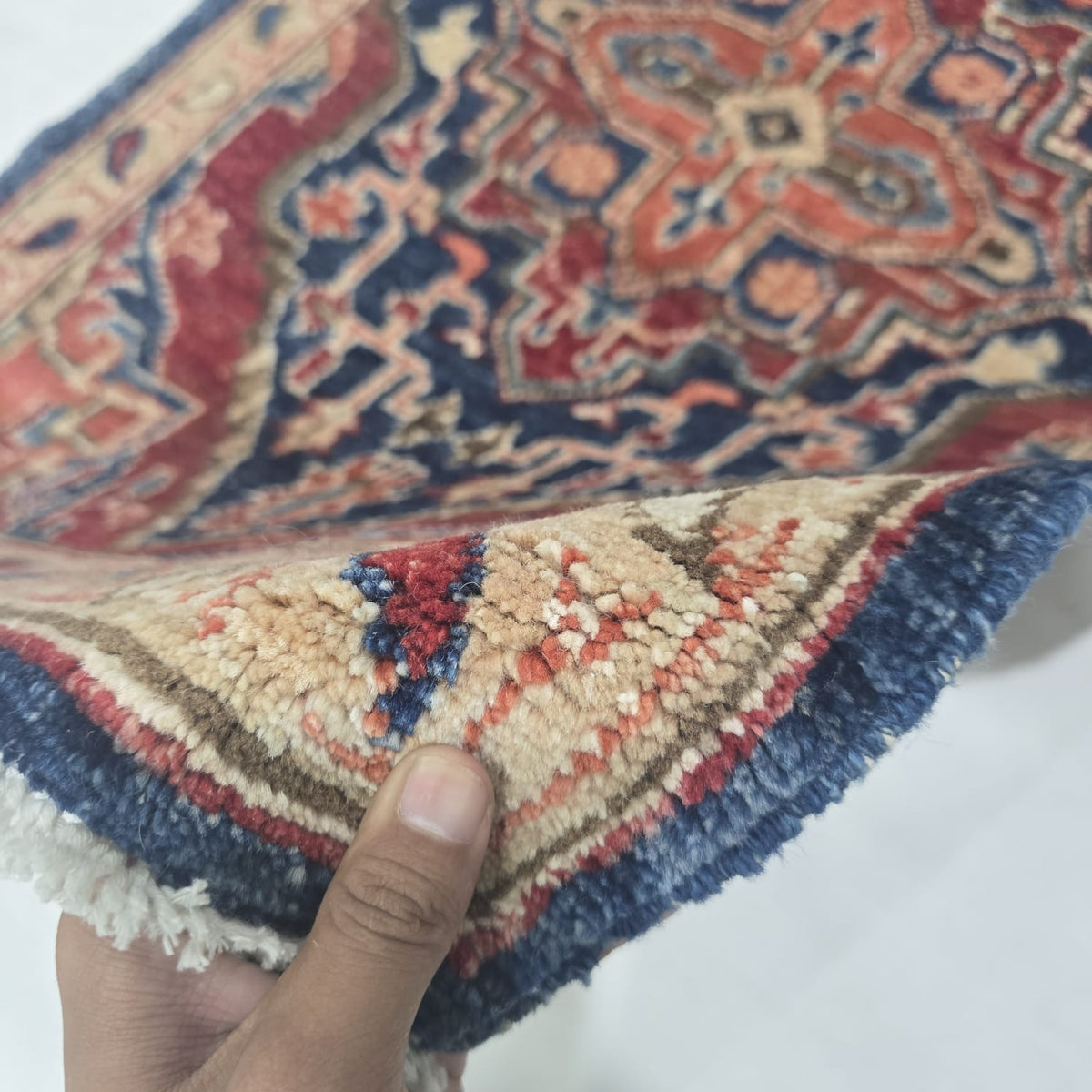 2x3 Red Heriz Floral Area Rug | Handmade Wool & Cotton Rug