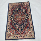 2x3 Red Heriz Floral Area Rug | Handmade Wool & Cotton Rug