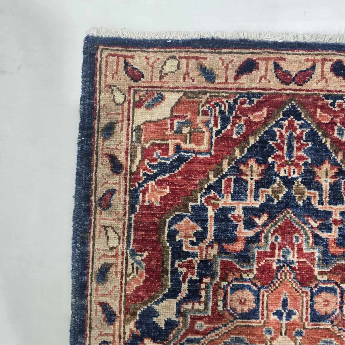 2x3 Red Heriz Floral Area Rug | Handmade Wool & Cotton Rug