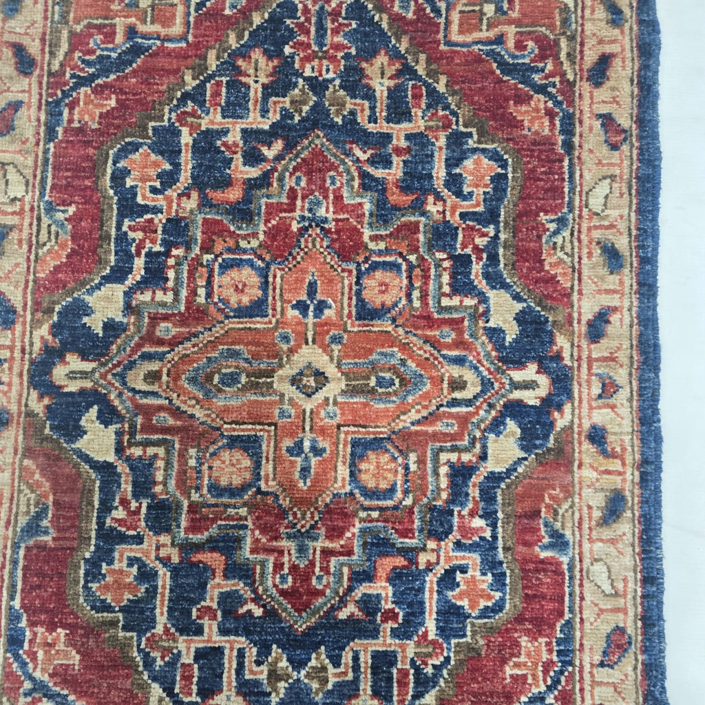 2x3 Red Heriz Floral Area Rug | Handmade Wool & Cotton Rug