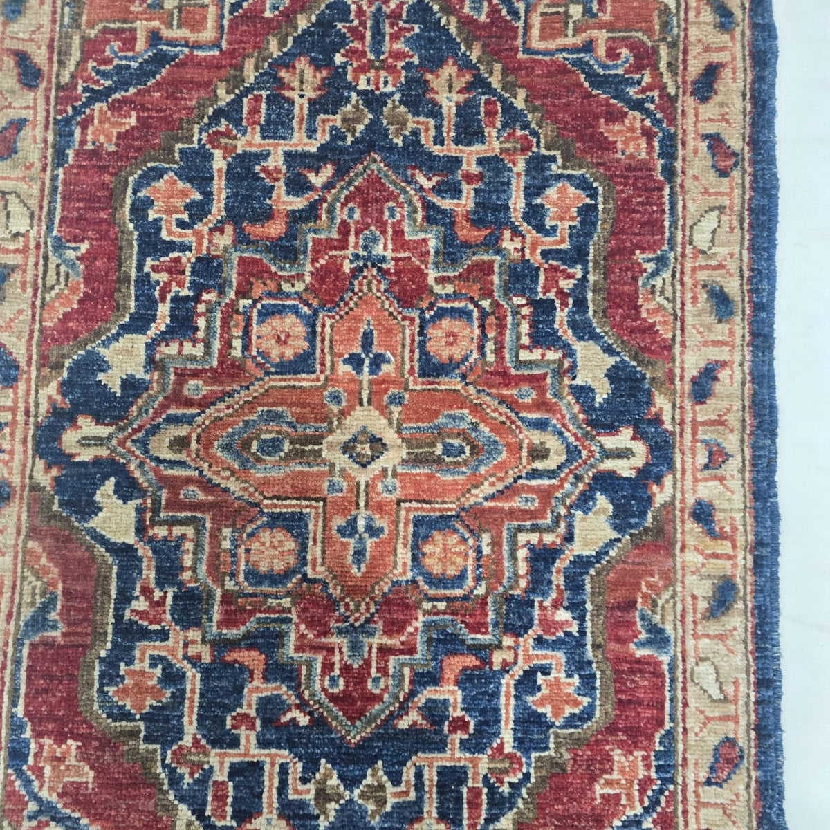 2x3 Red Heriz Floral Area Rug | Handmade Wool & Cotton Rug