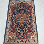 2x3 Red Heriz Floral Area Rug | Handmade Wool & Cotton Rug
