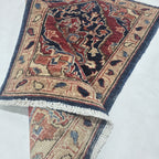 2x3 Red Heriz Floral Area Rug | Handmade Wool & Cotton Rug