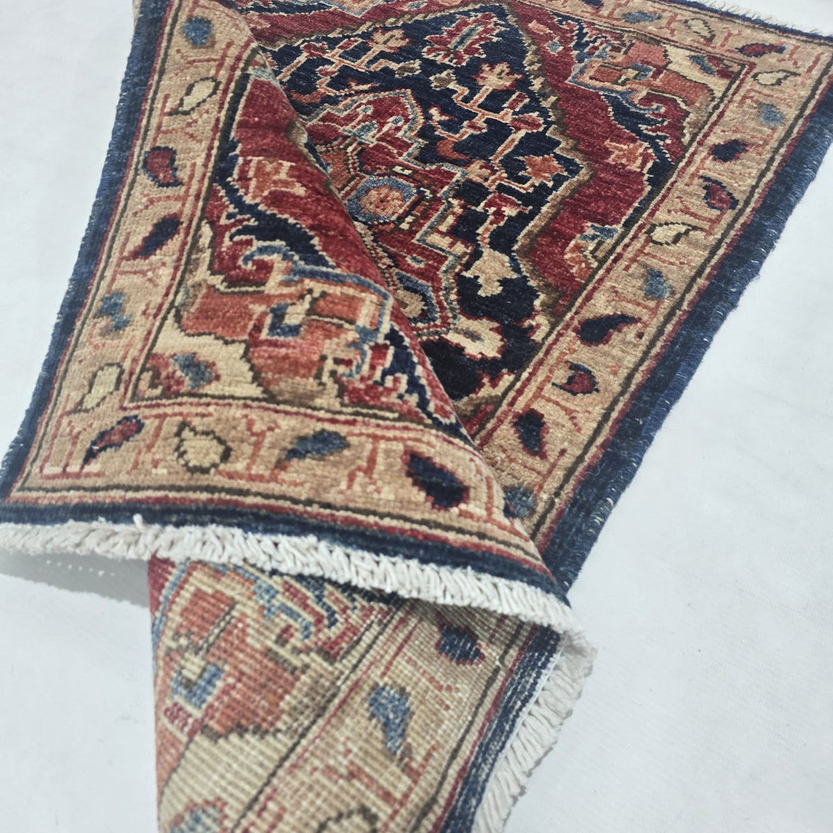 2x3 Red Heriz Floral Area Rug | Handmade Wool & Cotton Rug
