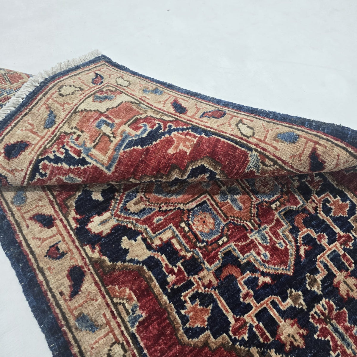 2x3 Red Heriz Floral Area Rug | Handmade Wool & Cotton Rug