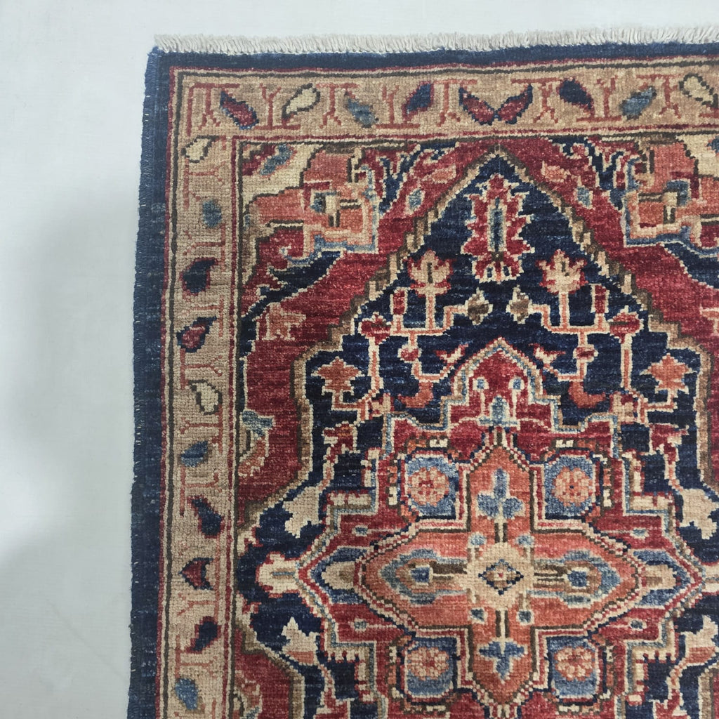 2x3 Red Heriz Floral Area Rug | Handmade Wool & Cotton Rug