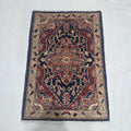 2x3 red Heriz floral handmade wool and cotton area rug with vegetable dyeing