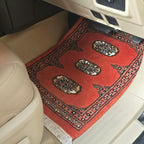 Red Geometric Elephant Foot Car Mat | Handmade Cotton & Wool