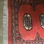 Red Geometric Elephant Foot Car Mat | Handmade Cotton & Wool
