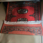 Red Geometric Elephant Foot Car Mat | Handmade Cotton & Wool