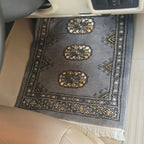 Gray Artisan Geometric Elephant Foot Car Mat | Handmade Cotton & Wool
