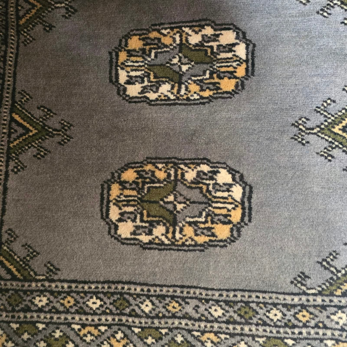 Gray Artisan Geometric Elephant Foot Car Mat | Handmade Cotton & Wool