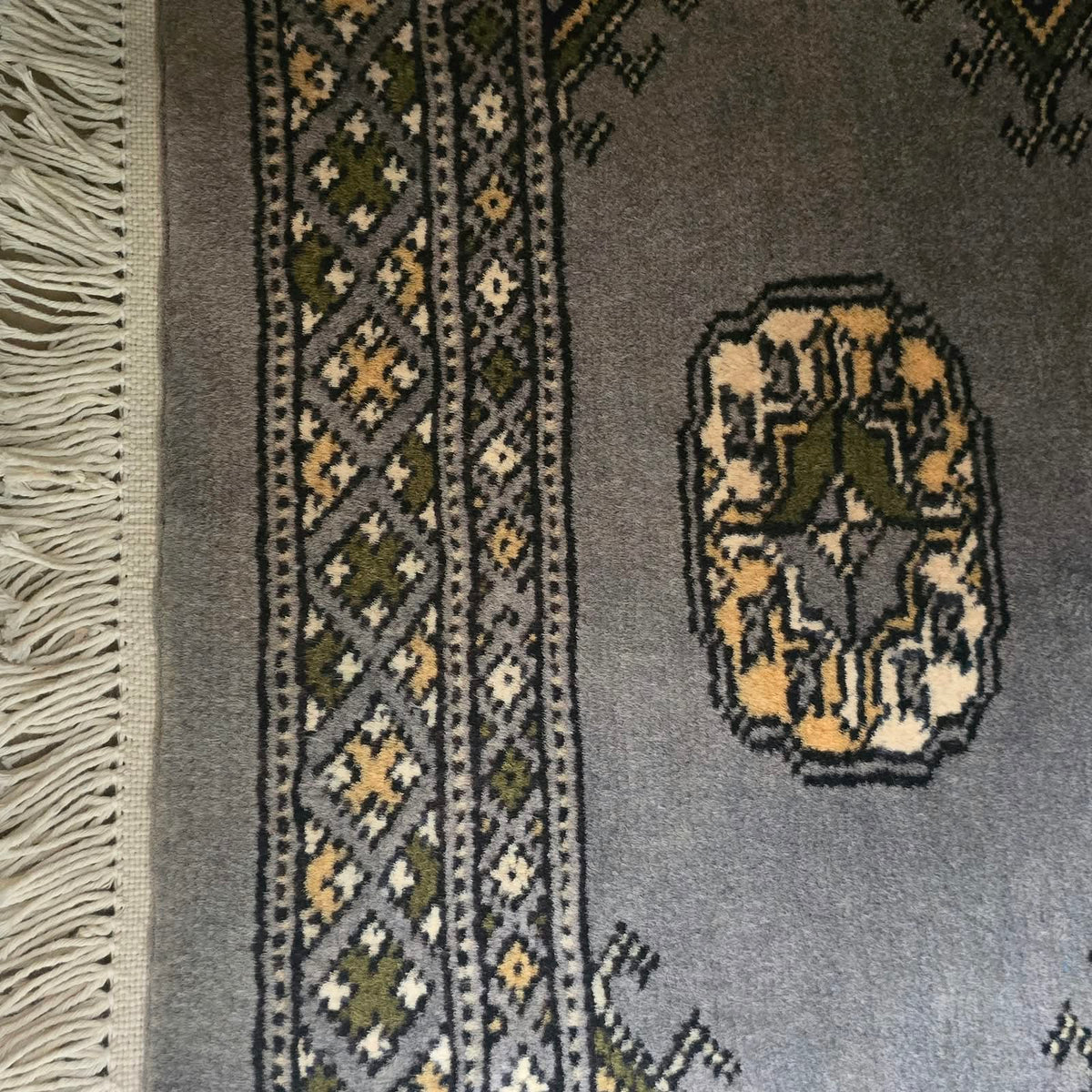 Gray Artisan Geometric Elephant Foot Car Mat | Handmade Cotton & Wool