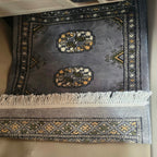 Gray Artisan Geometric Elephant Foot Car Mat | Handmade Cotton & Wool