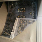Gray Artisan Geometric Elephant Foot Car Mat | Handmade Cotton & Wool