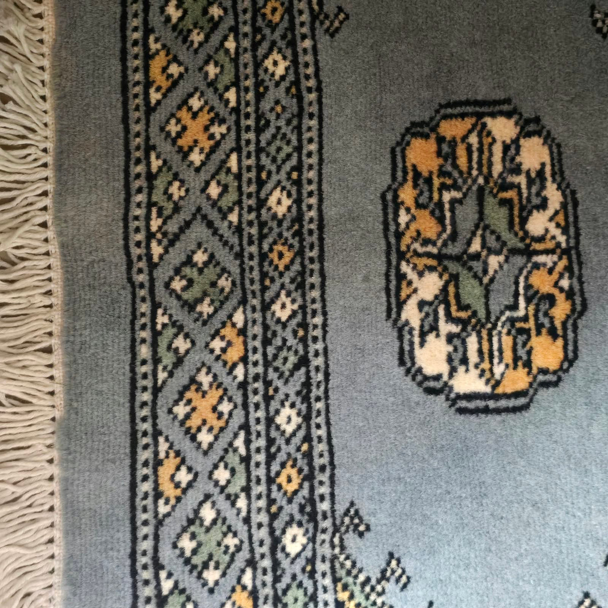 Gray Heritage Geometric Elephant Foot Car Mat | Handmade Cotton & Wool