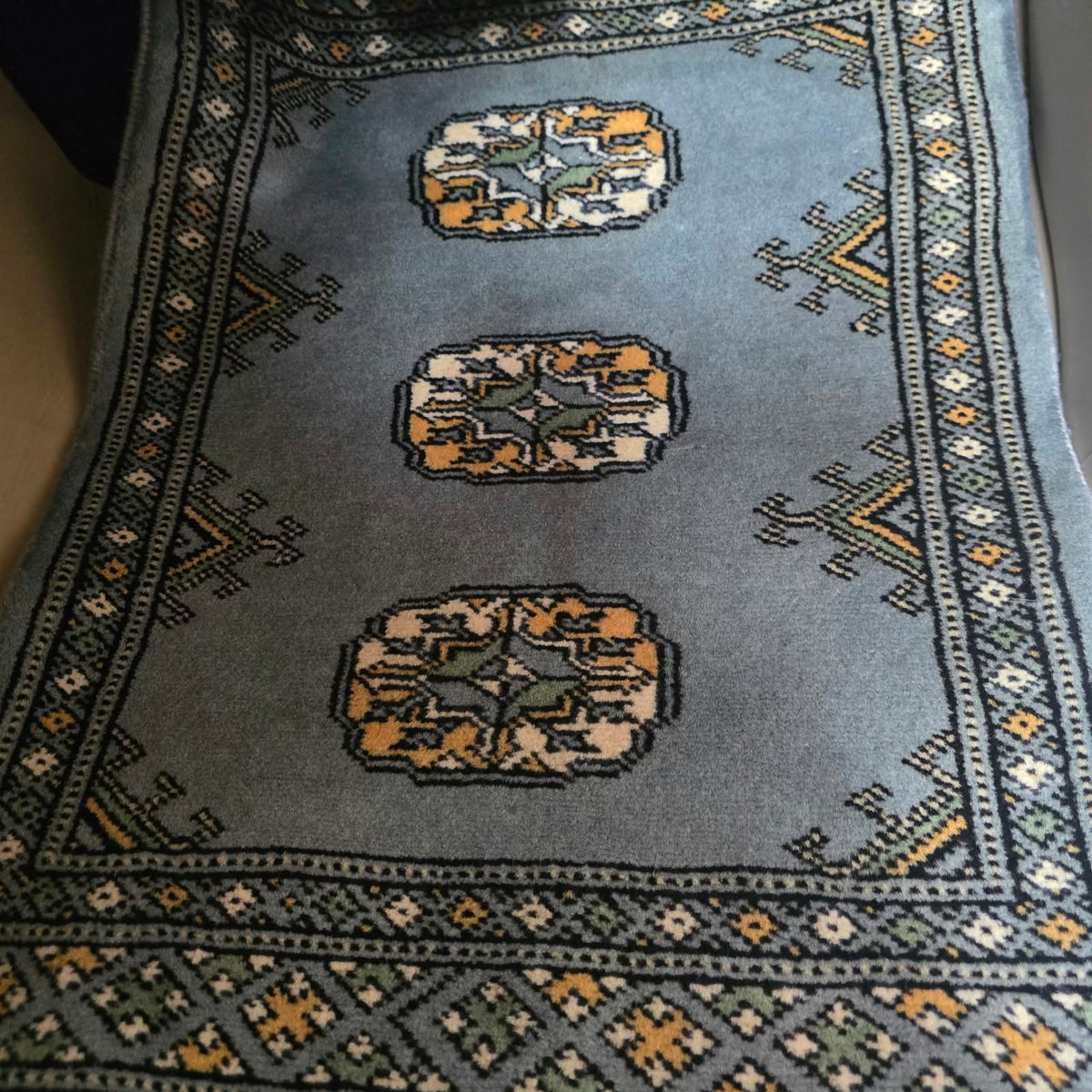 Gray Heritage Geometric Elephant Foot Car Mat | Handmade Cotton & Wool