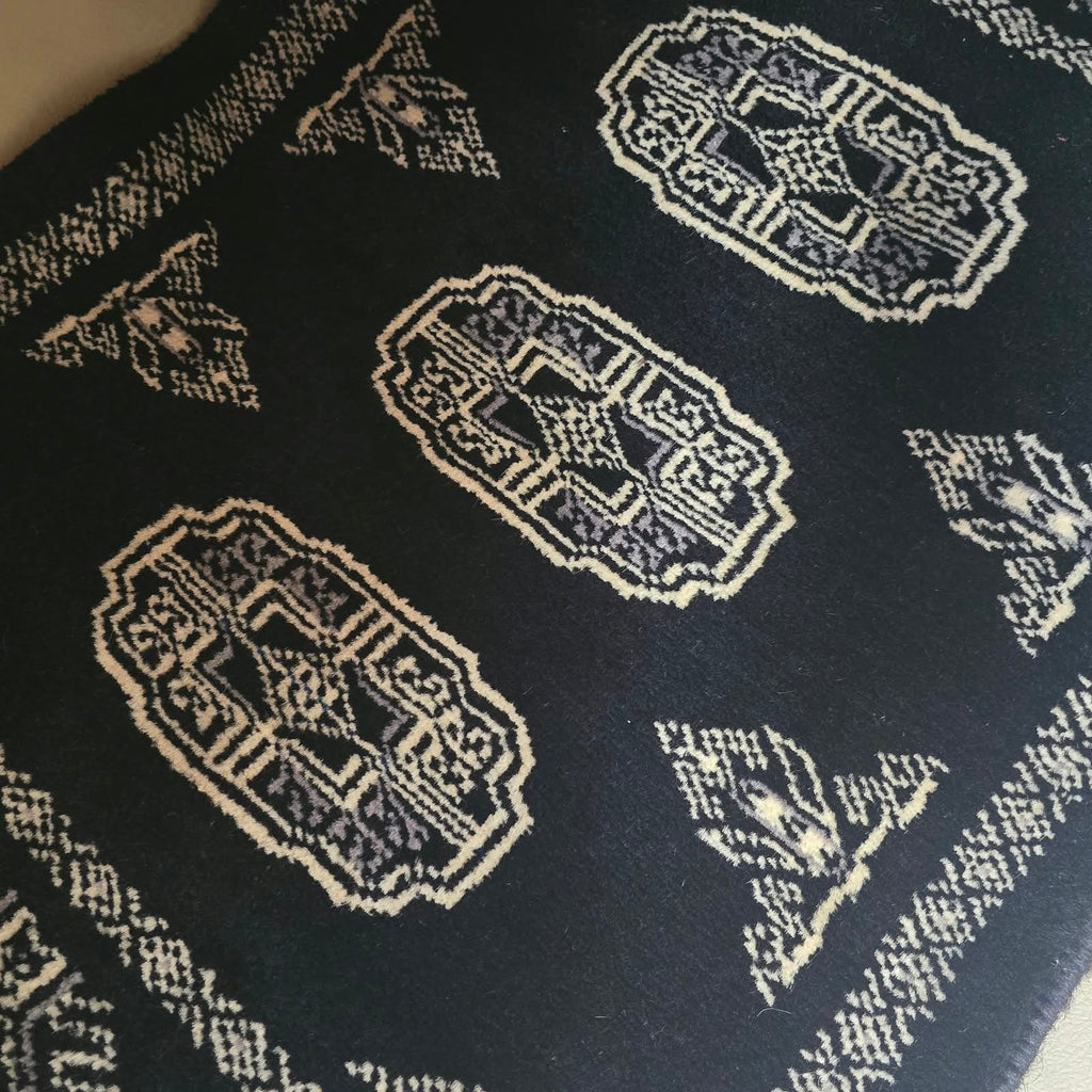Black Artisan Geometric Elephant Foot Car Mat | Handmade Cotton & Wool