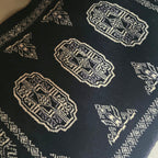 Black Artisan Geometric Elephant Foot Car Mat | Handmade Cotton & Wool