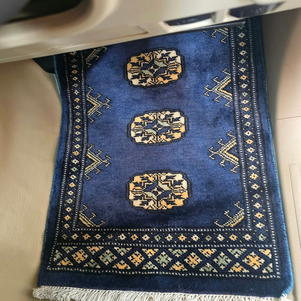 Royal Blue Artisan Elephant Foot Car Mat | Handmade Cotton & Wool