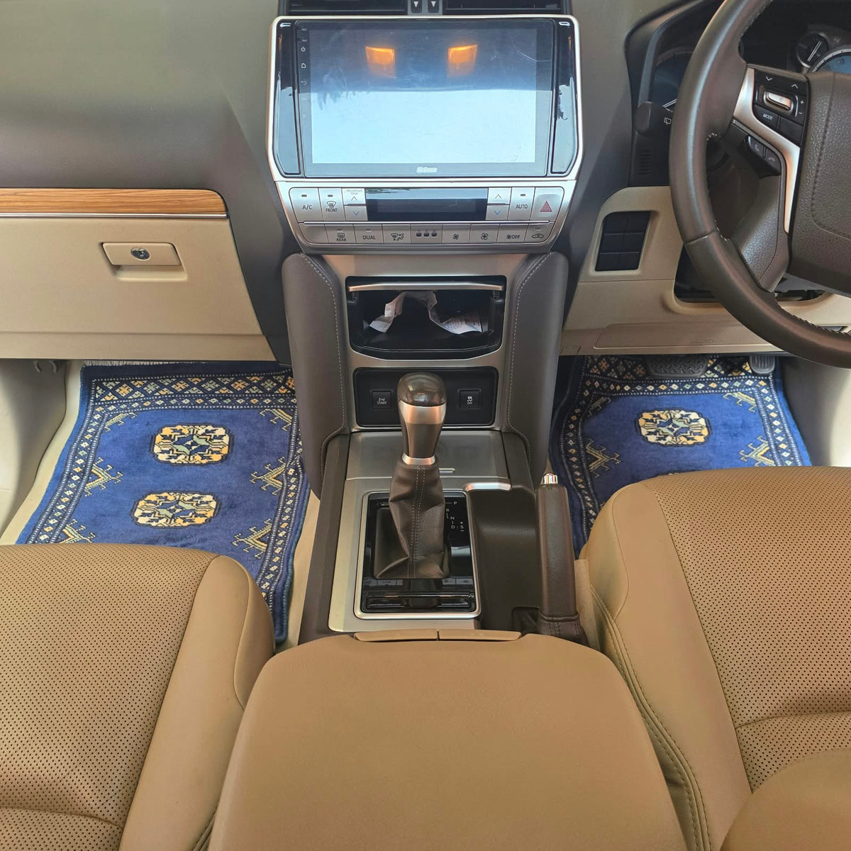 Royal Blue Artisan Elephant Foot Car Mat | Handmade Cotton & Wool
