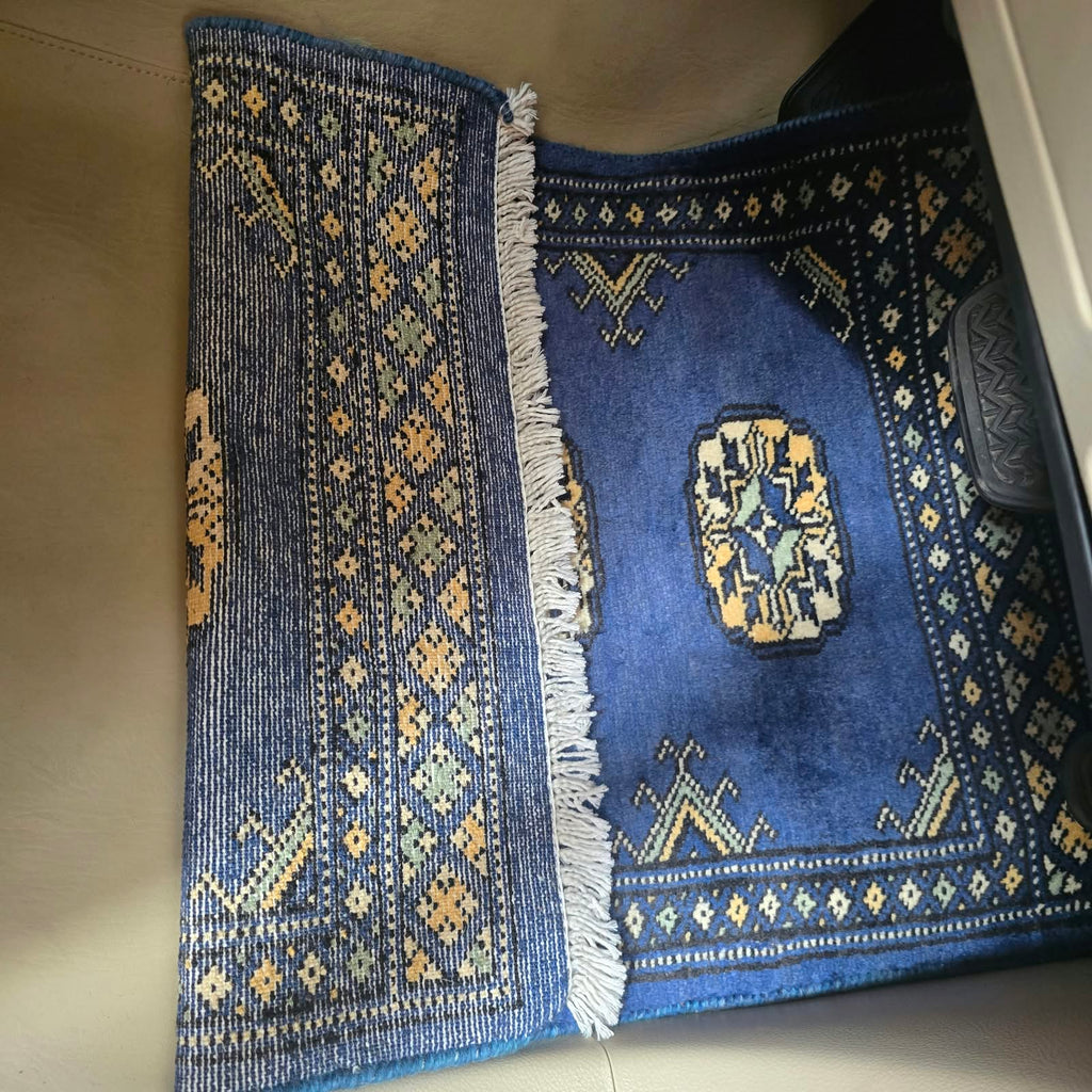 Royal Blue Artisan Elephant Foot Car Mat | Handmade Cotton & Wool