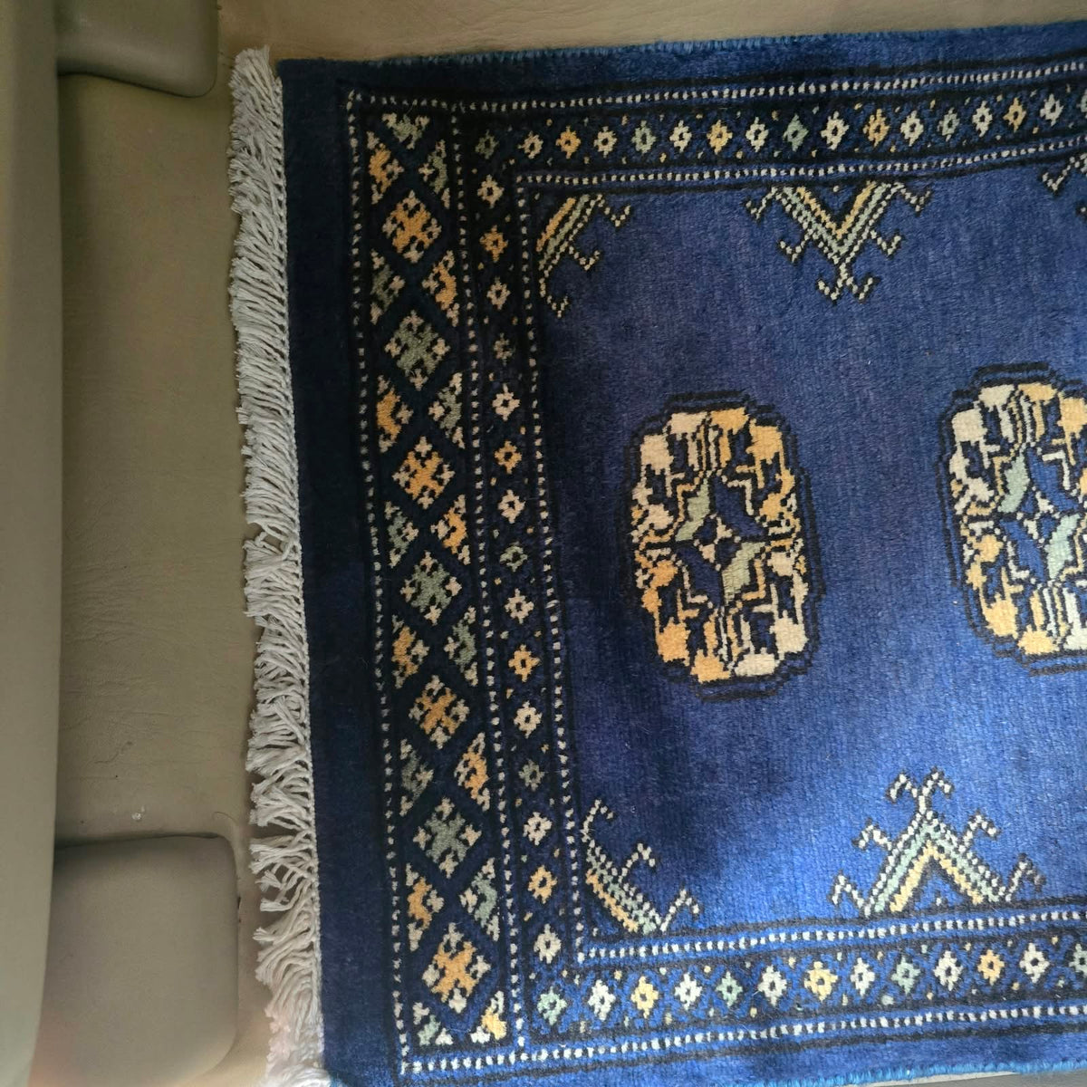 Royal Blue Artisan Elephant Foot Car Mat | Handmade Cotton & Wool