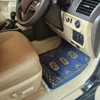 Royal Blue Artisan Elephant Foot Car Mat | Handmade Cotton & Wool