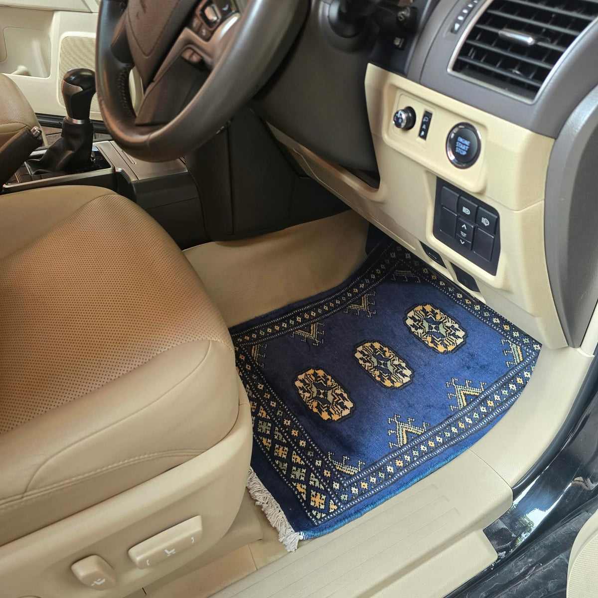 Royal Blue Artisan Elephant Foot Car Mat | Handmade Cotton & Wool