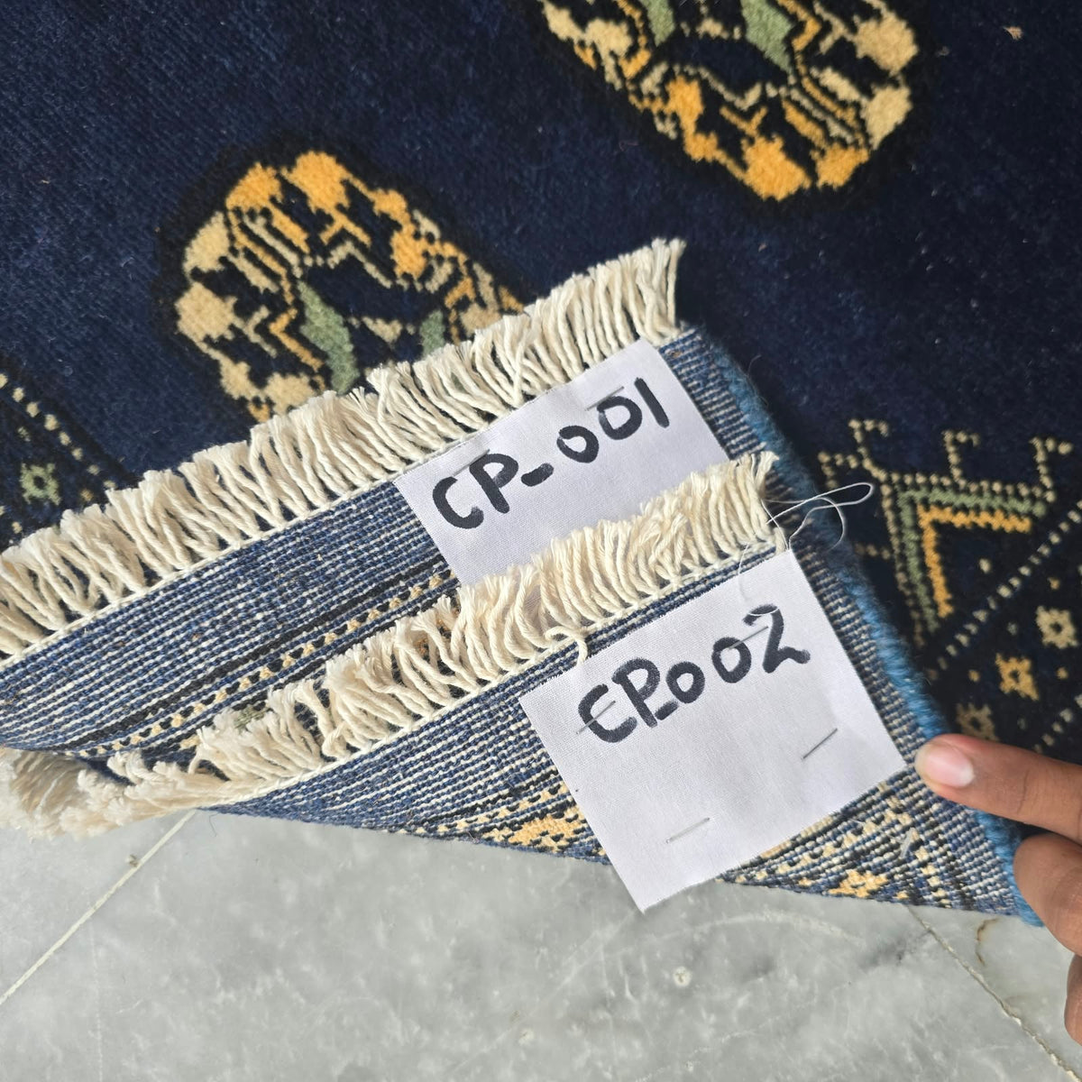 Royal Blue Artisan Elephant Foot Car Mat | Handmade Cotton & Wool