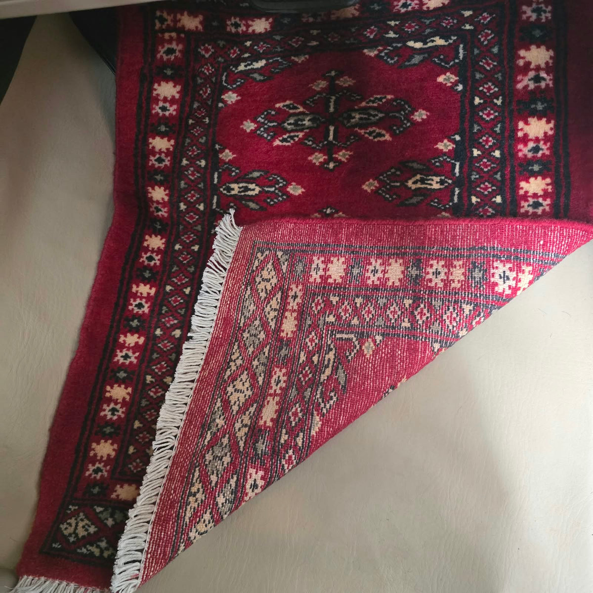 Ruby Red Artisan Geometric Car Mat | Handmade Cotton & Wool