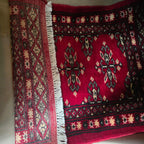 Ruby Red Artisan Geometric Car Mat | Handmade Cotton & Wool