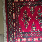 Ruby Red Artisan Geometric Car Mat | Handmade Cotton & Wool