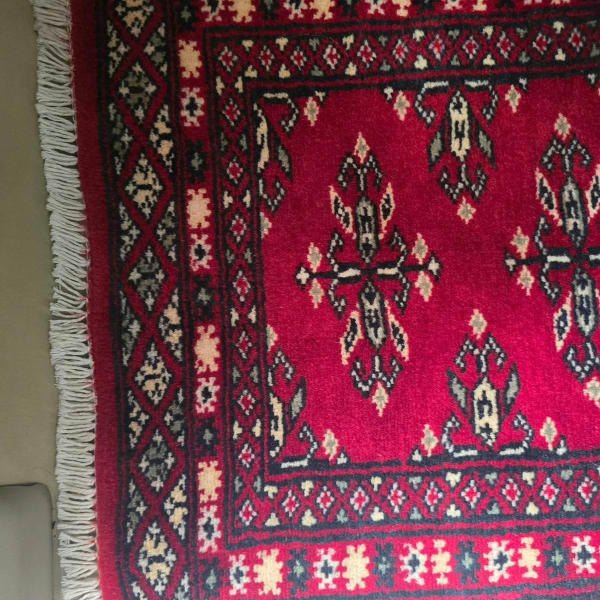 Ruby Red Artisan Geometric Car Mat | Handmade Cotton & Wool