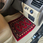 Ruby Red Artisan Geometric Car Mat | Handmade Cotton & Wool