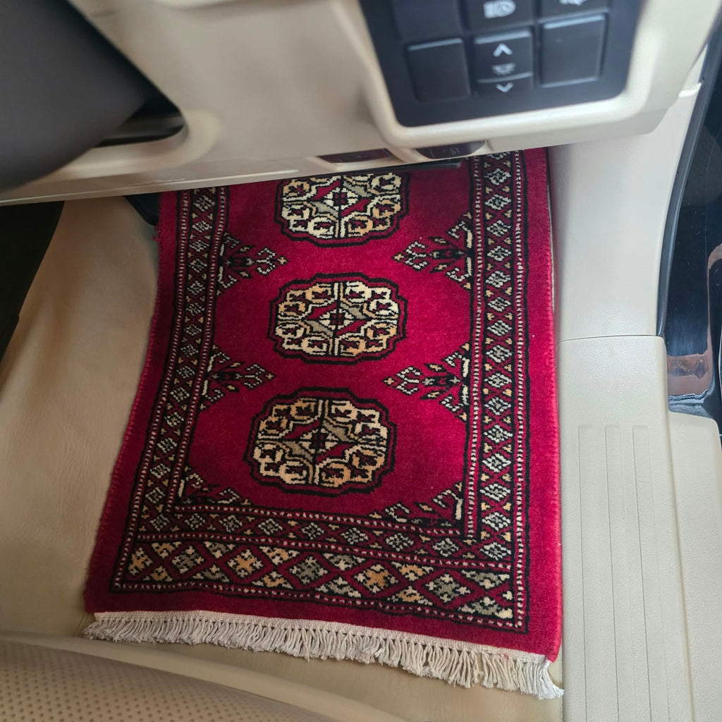 Ruby Red Heritage Elephant Foot Car Mat | Handmade Cotton & Wool