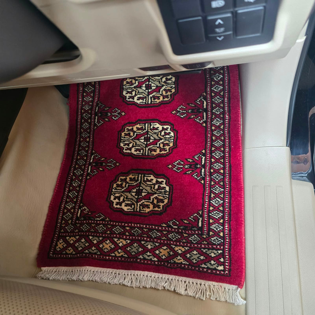 Ruby Red Heritage Elephant Foot Car Mat | Handmade Cotton & Wool