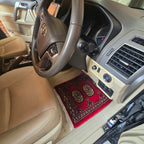 Ruby Red Heritage Elephant Foot Car Mat | Handmade Cotton & Wool
