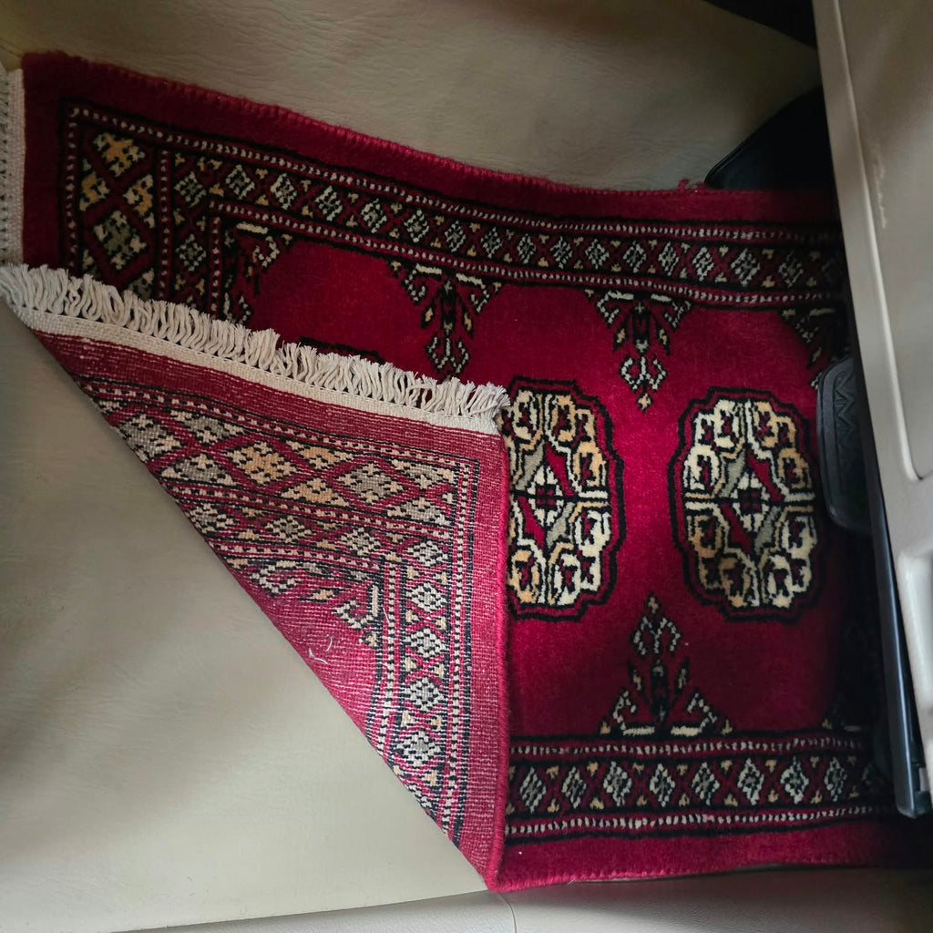 Ruby Red Heritage Elephant Foot Car Mat | Handmade Cotton & Wool