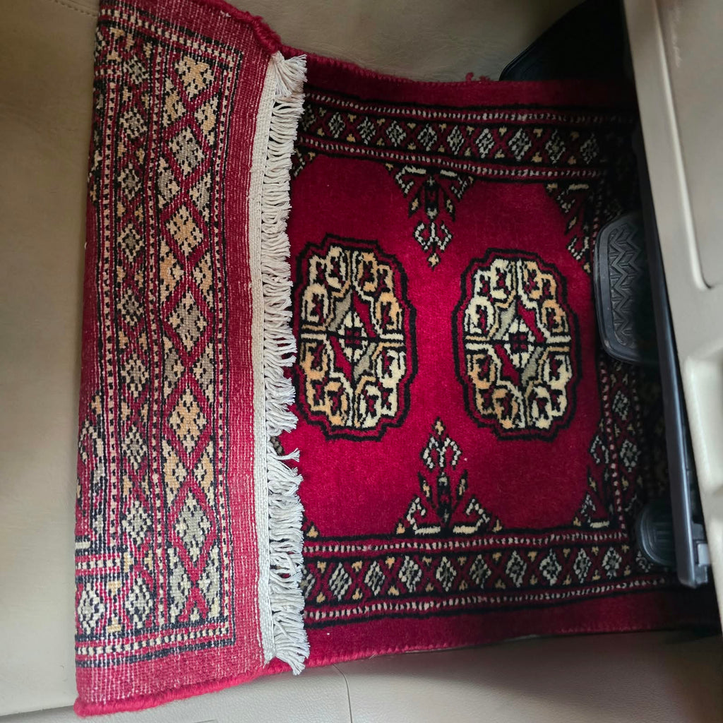 Ruby Red Heritage Elephant Foot Car Mat | Handmade Cotton & Wool