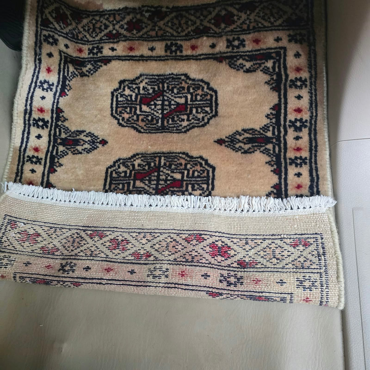 Beige Heritage Elephant Foot Car Mat | Handmade Cotton & Wool