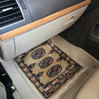 Beige Heritage Elephant Foot Car Mat | Handmade Cotton & Wool