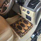 Beige Heritage Elephant Foot Car Mat | Handmade Cotton & Wool