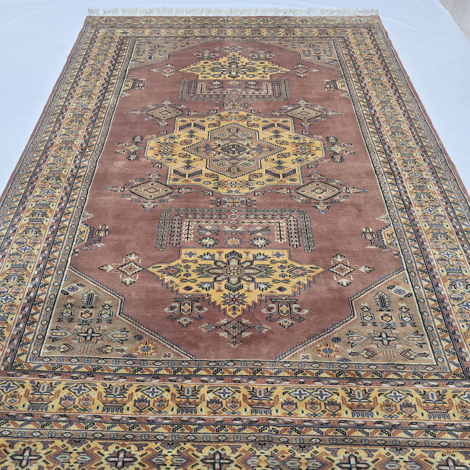 6x9 Copper Geometric Handmade Cotton & Wool Silk Touch Rug | Premium Luxury Area Rug