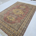 6x9 Copper Geometric Handmade Cotton & Wool Silk Touch Rug | Premium Luxury Area Rug