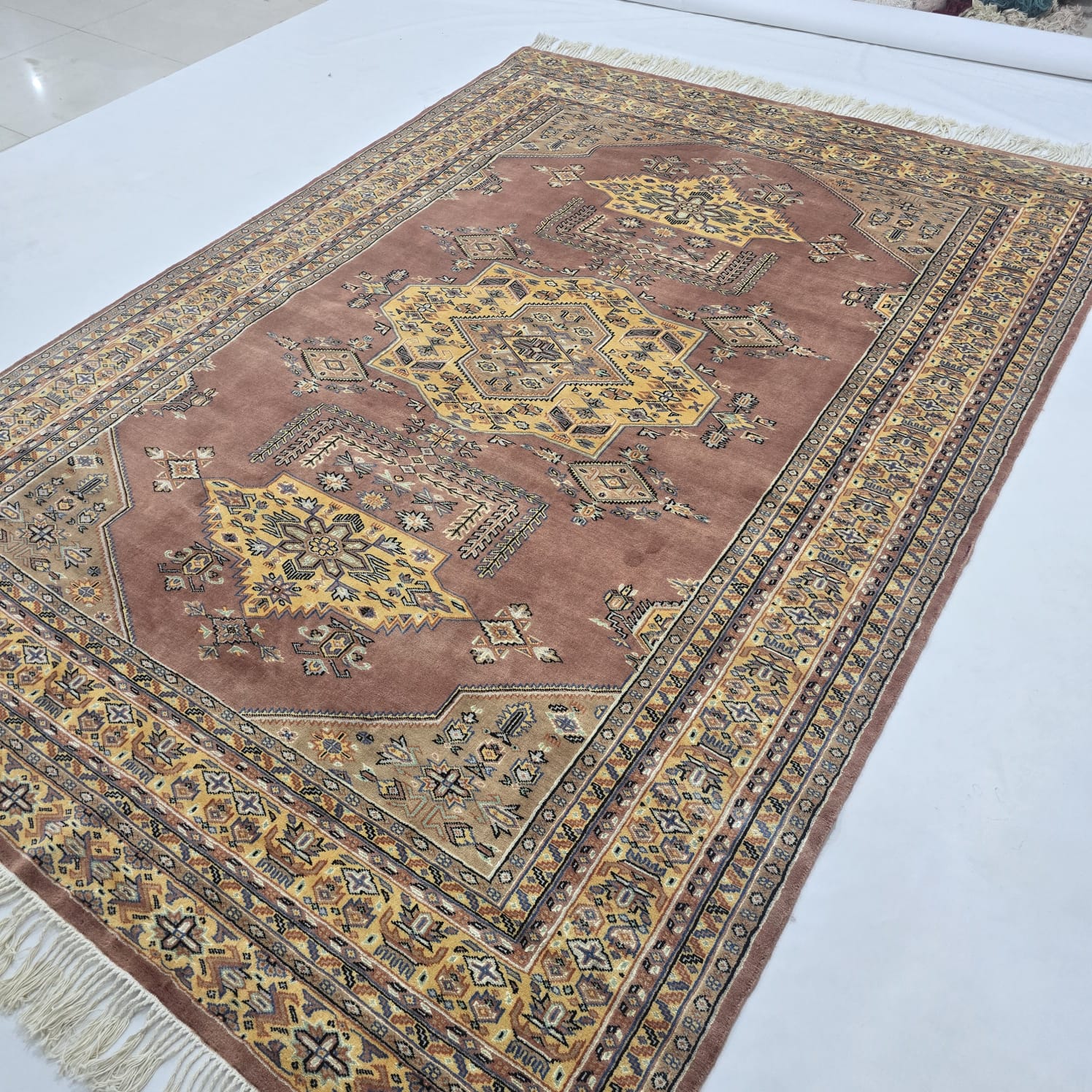6x9 Copper Geometric Handmade Cotton & Wool Silk Touch Rug | Premium Luxury Area Rug