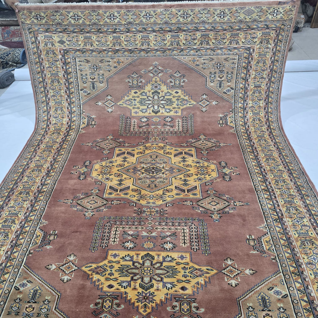 6x9 Copper Geometric Handmade Cotton & Wool Silk Touch Rug | Premium Luxury Area Rug
