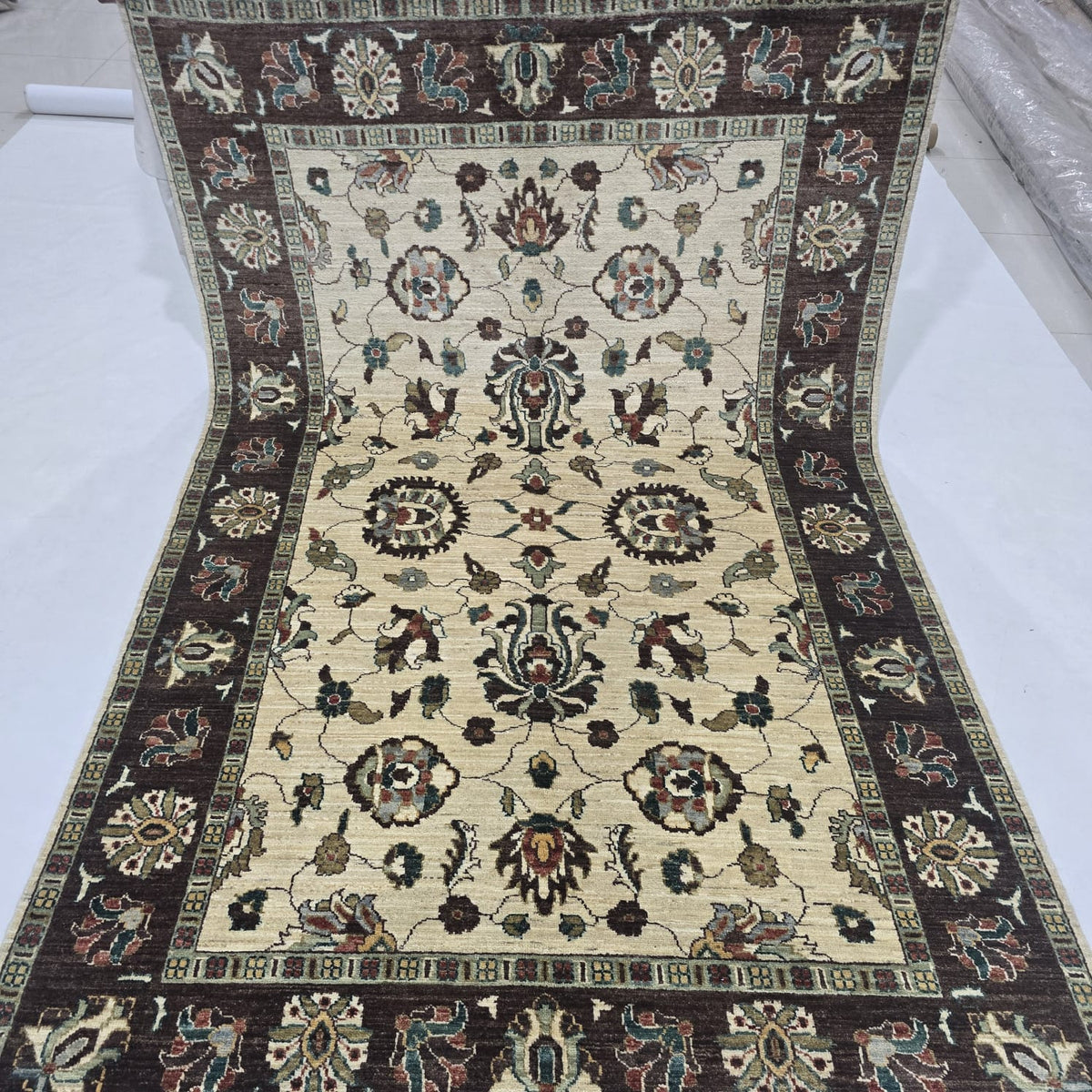 5x8 Beige Chobi Handmade Cotton & Wool Rug | Premium Luxury Area Rug