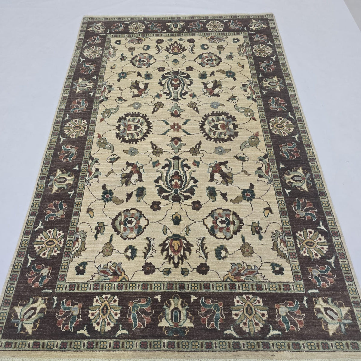 5x8 Beige Chobi Handmade Cotton & Wool Rug | Premium Luxury Area Rug